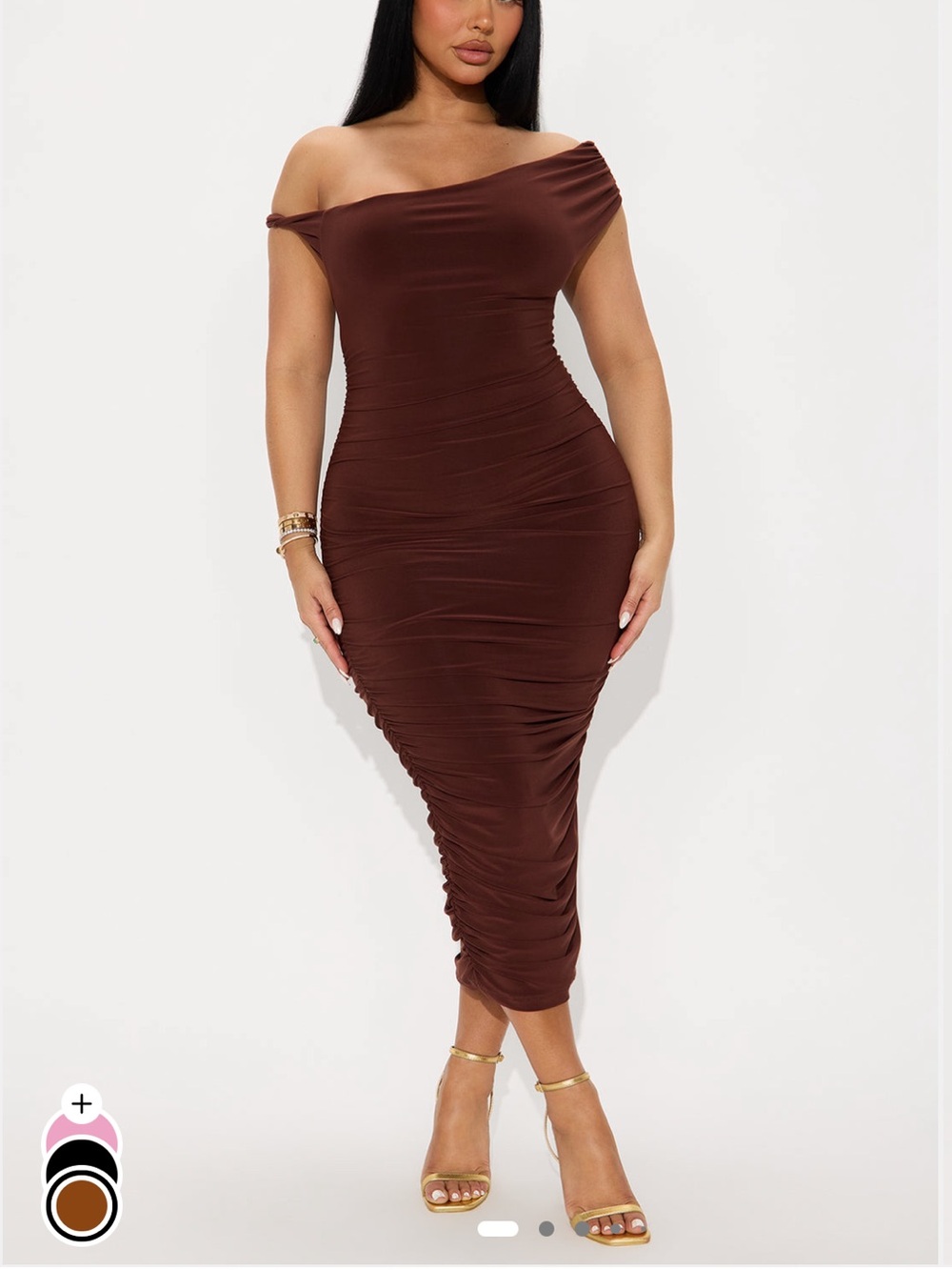 Fashion nova Blind date One-Shoulder Midi Dress - Chocolate - Picture 3 of 7